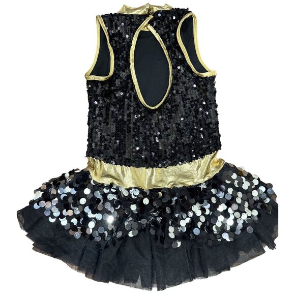 Wissman Size MC Showtime Studio Gold Sequin Dance Costume Tulle Skirt Child - Picture 3 of 7